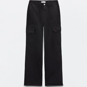 ZARA TRF STRAIGHT LEG CARGO PANTS WITH HIGH WAIST